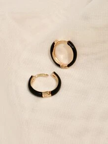Minimalist Hoop Earrings - Black - View 4