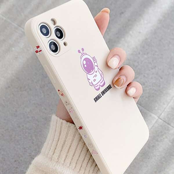 

Cartoon Graphic Phone Case, Beige