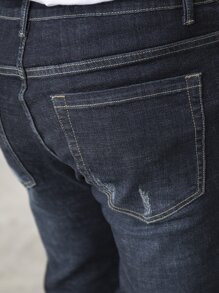 Quần Jeans Skinny Co Giãn In Hình Râu Mèo Thường Ngày Cho Nam - màu đen - Xem 7