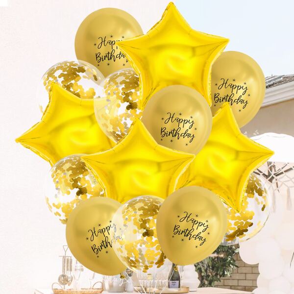 

14pcs Star Shaped Decoration Balloon, Gold