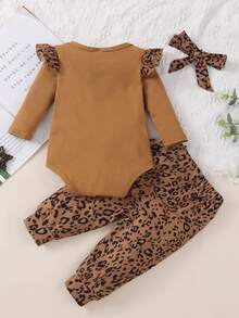 Đồ bộ em bé Xù Đồ họa Lá thư Giải trí - Màu Khaki - Xem 2