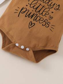 Đồ bộ em bé Xù Đồ họa Lá thư Giải trí - Màu Khaki - Xem 3