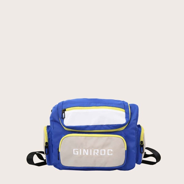 

Letter Graphic Multi-Compartment Square Bag, Multicolor