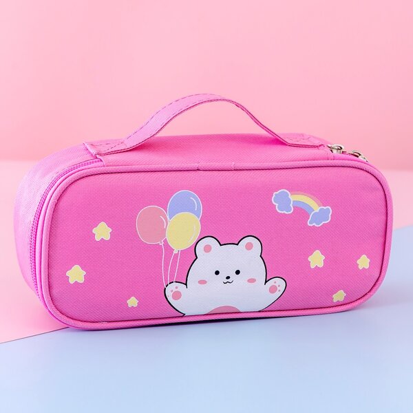 

1pc Cartoon Graphic Pencil Case, Pink
