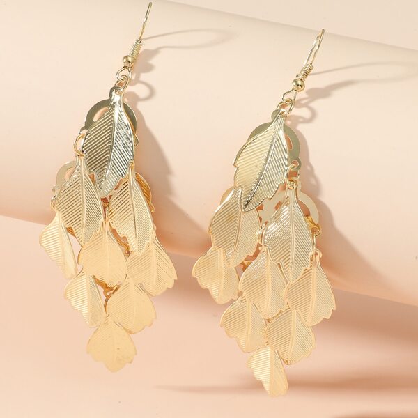 

Leaf Drop Earrings, Gold