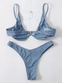 Swim SXY Summer Beach Plain Underwire High Cut Bikini