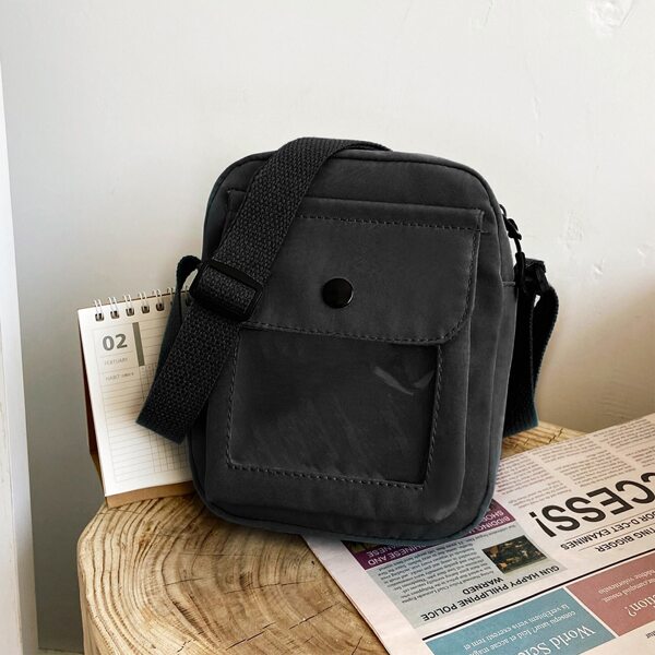 

Minimalist Stitch Detail Crossbody Bag, Black