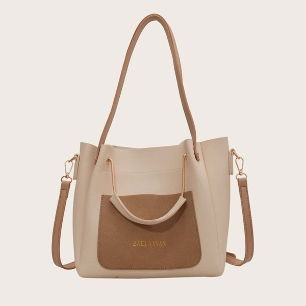 

Two Tone Bucket Bag, Beige