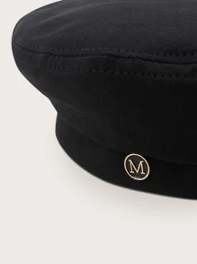 字母裝飾貝蕾帽 - 黑色 - 查看 3