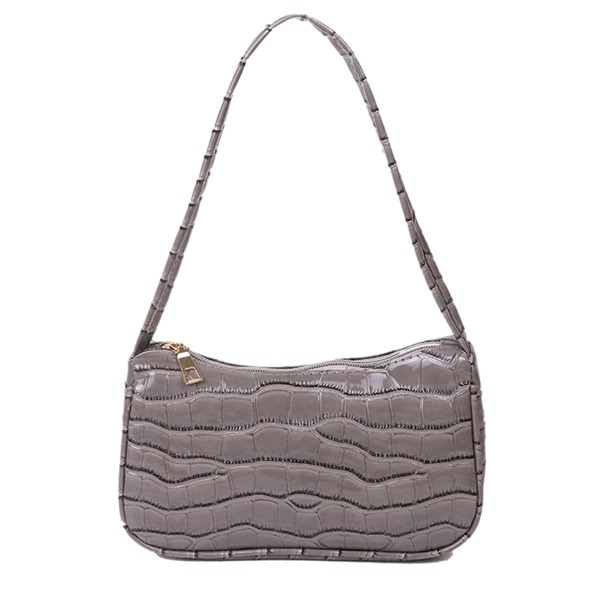 

Croc Embossed Baguette Bag, Grey