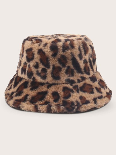 Street 1pc Leopard Print Pattern Winter Bucket Hat Winter Outfits