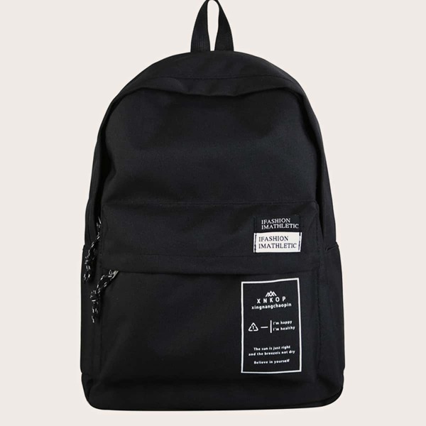 

Men Letter Graphic Classic Backpack, Black