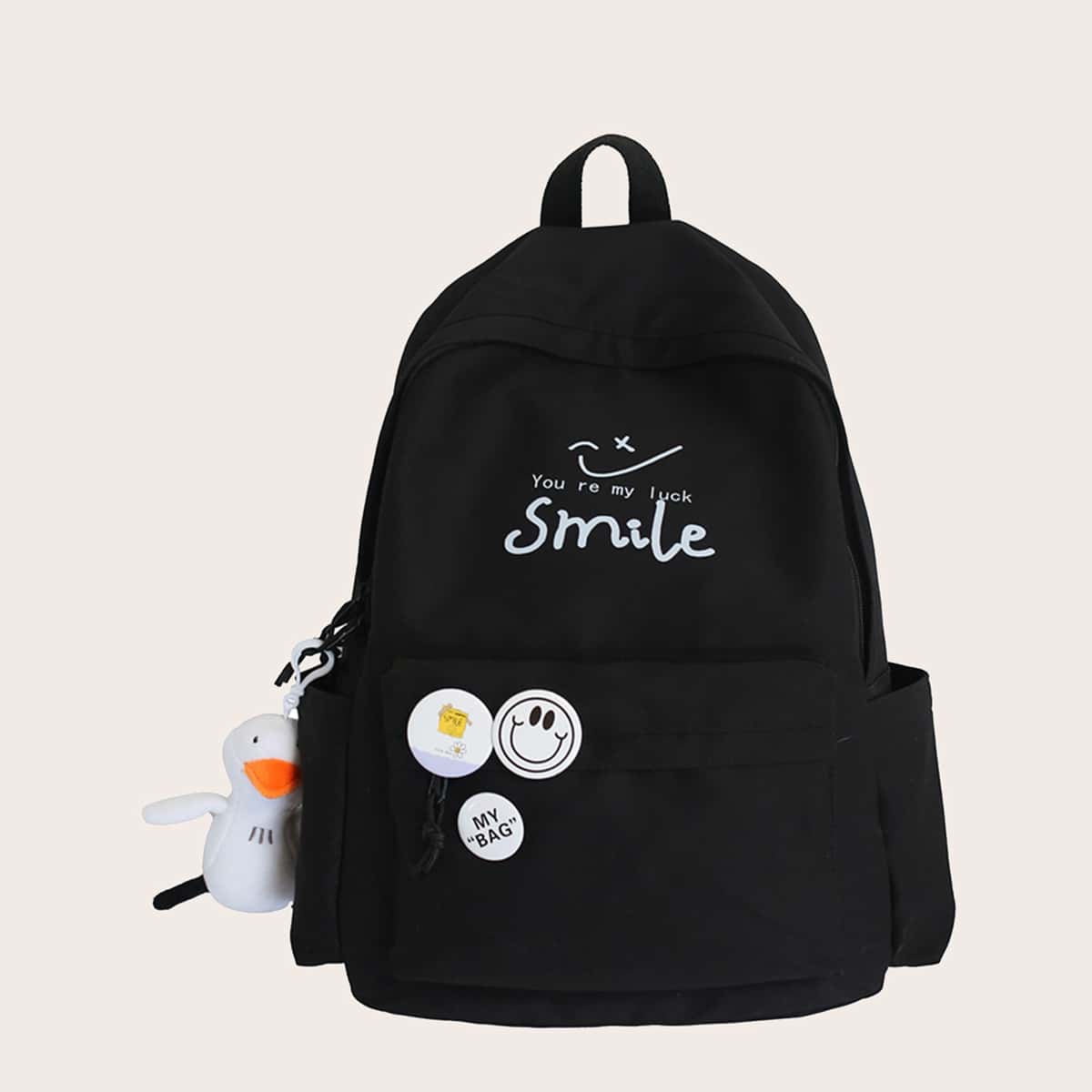 

Guys Cartoon Decor Letter Graphic Classic Backpack, Black