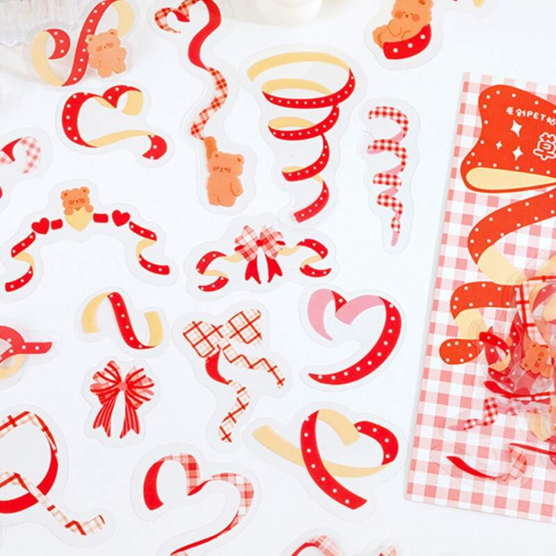 

1pack Ribbon Pattern Random Color Sticker, Multicolor