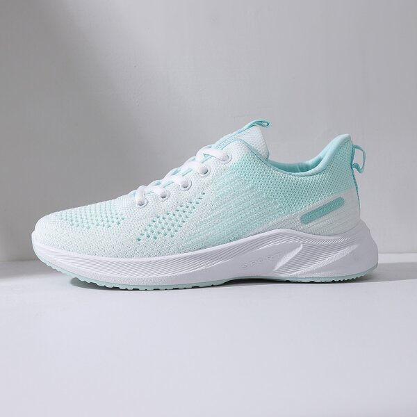 

Two Tone Knit Lace-up Running Shoes, Mint blue