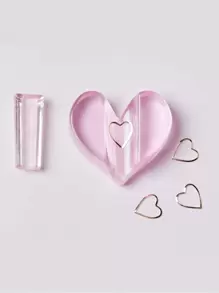1set Pink Acrylic Professional Embossed Mold Nail Art Tools Heart Shape Nail Art Equipments Metal Frame Bending Curve Shaping Press Tools For Nail Salon And Home Nail Art Decors Design, Clear - Pink - View 1