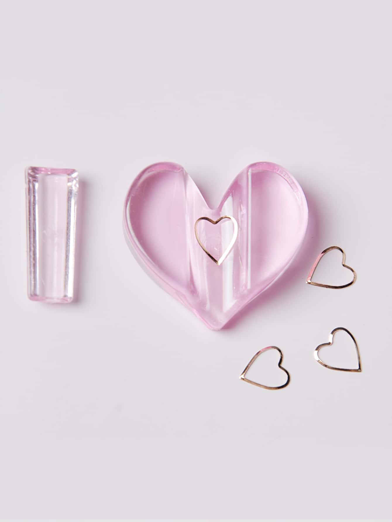 1set Pink Acrylic Professional Embossed Mold Nail Art Tools Heart Shape Nail Art Equipments Metal Frame Bending Curve Shaping Press Tools For Nail Salon And Home Nail Art Decors Design, Clear - Pink - View 1