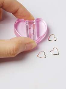 1set Pink Acrylic Professional Embossed Mold Nail Art Tools Heart Shape Nail Art Equipments Metal Frame Bending Curve Shaping Press Tools For Nail Salon And Home Nail Art Decors Design, Clear - Pink - View 4