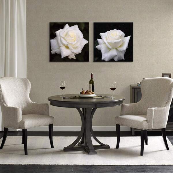 

2pcs Flower Print Unframed Painting, Multicolor