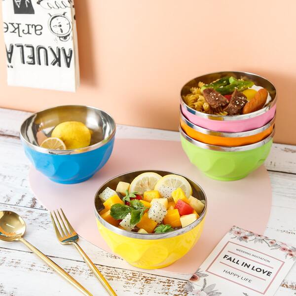 

1pc Random Stainless Steel Bowl, Multicolor