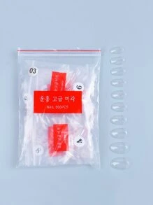 Express Your Love with 24pcs Press On Nail, 3D Rhinestones Medium Coffin Fake Nail With Design, Glossy Ballerina Acrylic Nail Press On, Sparkly Glitter Artificial Glue On Nail, False Nail With Glue For Women Girls - Clear - View 2