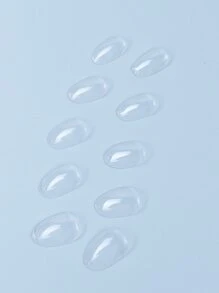 Express Your Love with 24pcs Press On Nail, 3D Rhinestones Medium Coffin Fake Nail With Design, Glossy Ballerina Acrylic Nail Press On, Sparkly Glitter Artificial Glue On Nail, False Nail With Glue For Women Girls - Clear - View 3