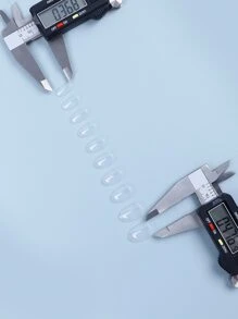 Express Your Love with 24pcs Press On Nail, 3D Rhinestones Medium Coffin Fake Nail With Design, Glossy Ballerina Acrylic Nail Press On, Sparkly Glitter Artificial Glue On Nail, False Nail With Glue For Women Girls - Clear - View 4