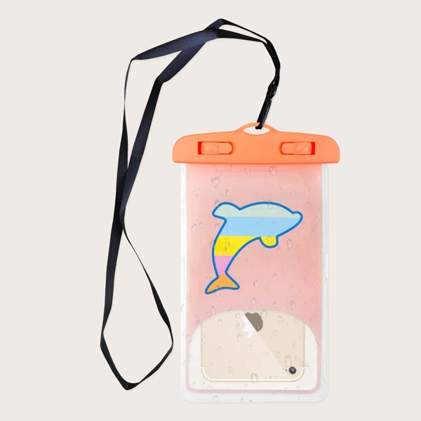 

Cartoon Graphic Waterproof Phone Bag, Orange