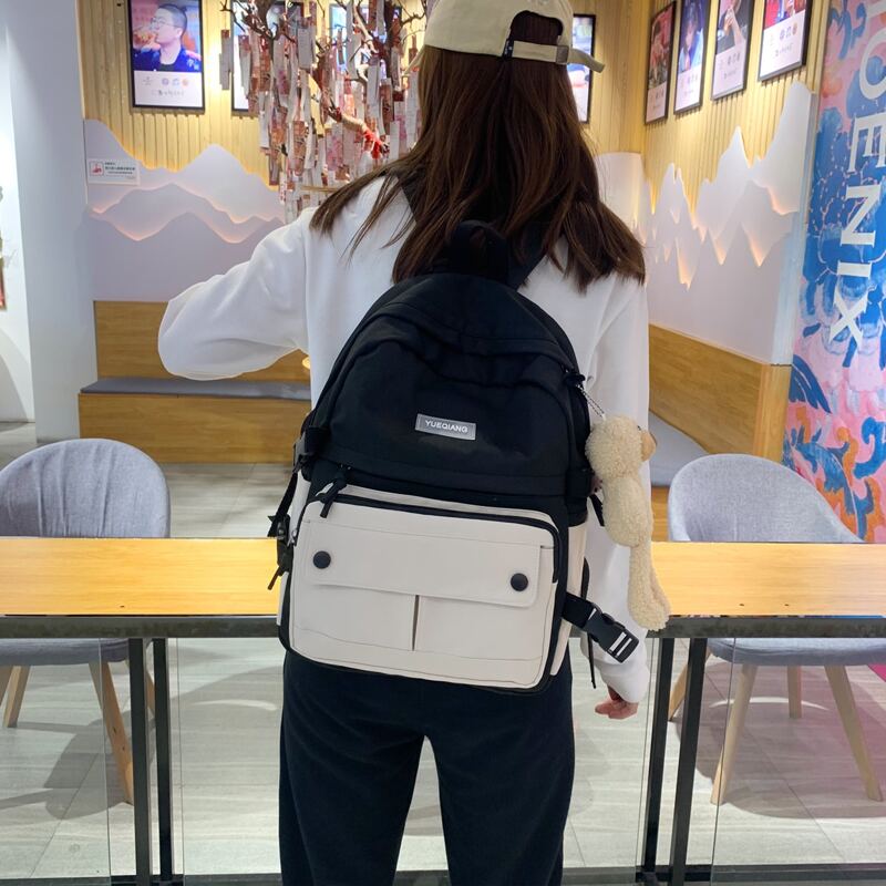 

Colorblock Zip Front Backpack, Black