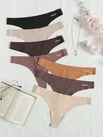 7-pack Solid No Show Sexiga stringtrosor