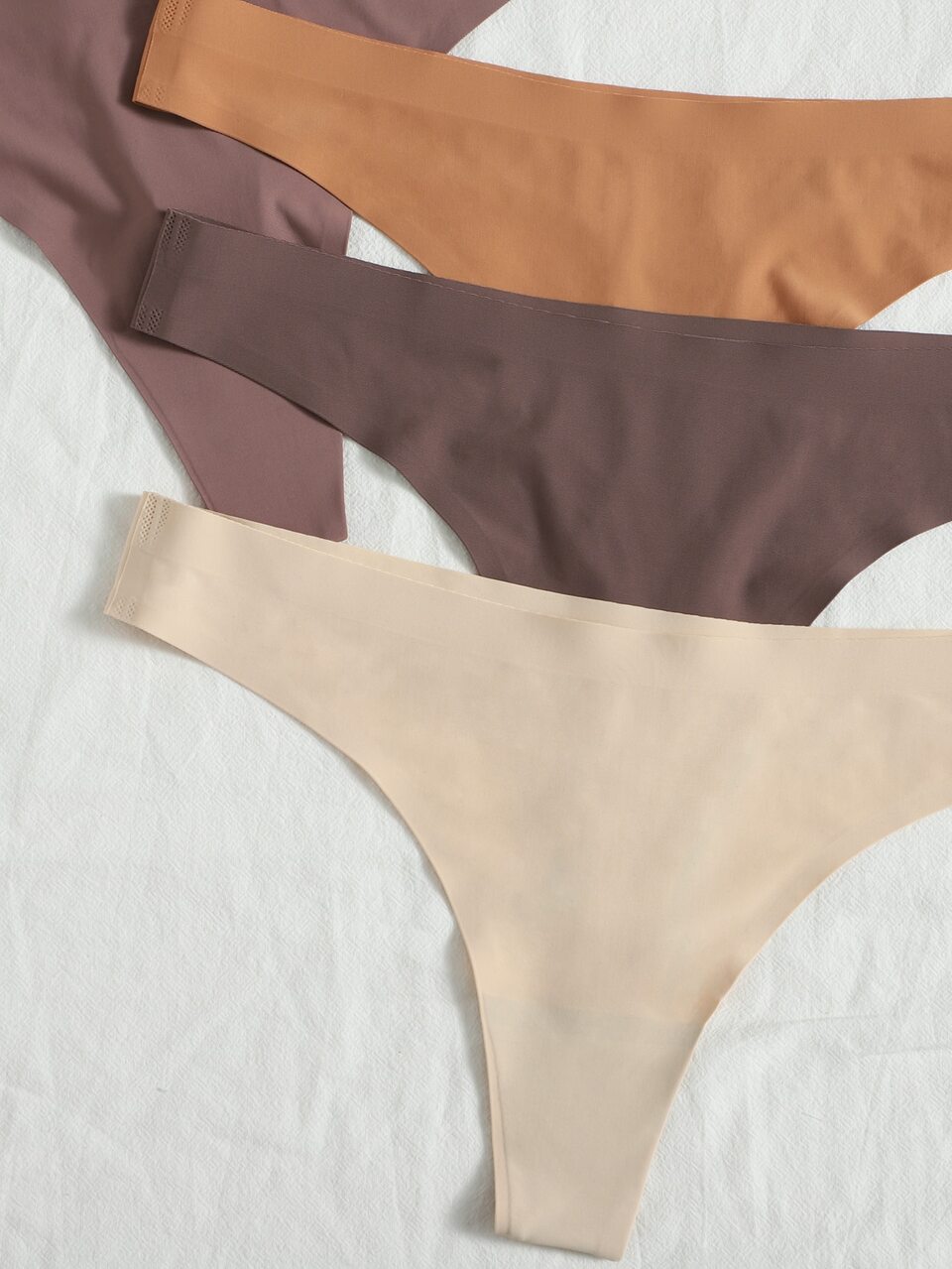 7packs Solid No Show Sexy Thongs Set