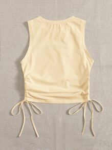 SHEIN EZwear Women's Solid Color Minimalist Sleeveless Knit Tank Top, Everyday Wear - Apricot - View 2