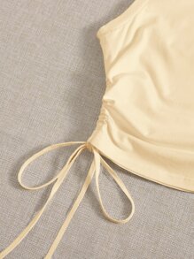 SHEIN EZwear Women's Solid Color Minimalist Sleeveless Knit Tank Top, Everyday Wear - Apricot - View 3