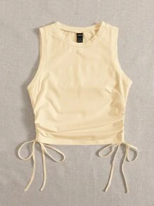 SHEIN EZwear Women's Solid Color Minimalist Sleeveless Knit Tank Top, Everyday Wear - Apricot - View 5