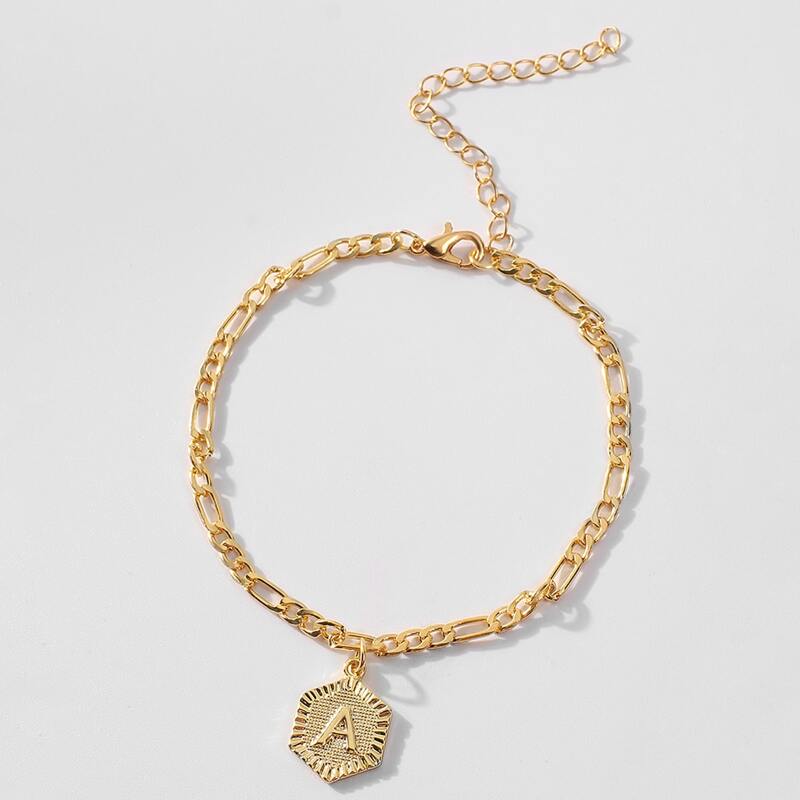 

Letter Decor Chain Anklet, Gold