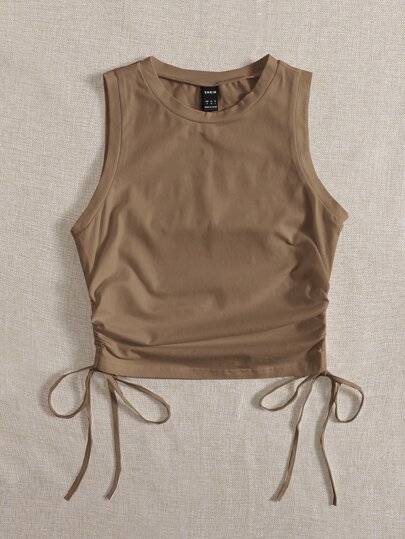 SHEIN EZwear 抽繩抽褶側短版背心上衣
