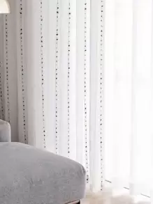 Embroidery Single Panel Curtain - White - View 3