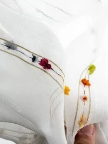 Embroidery Single Panel Curtain - White - View 4