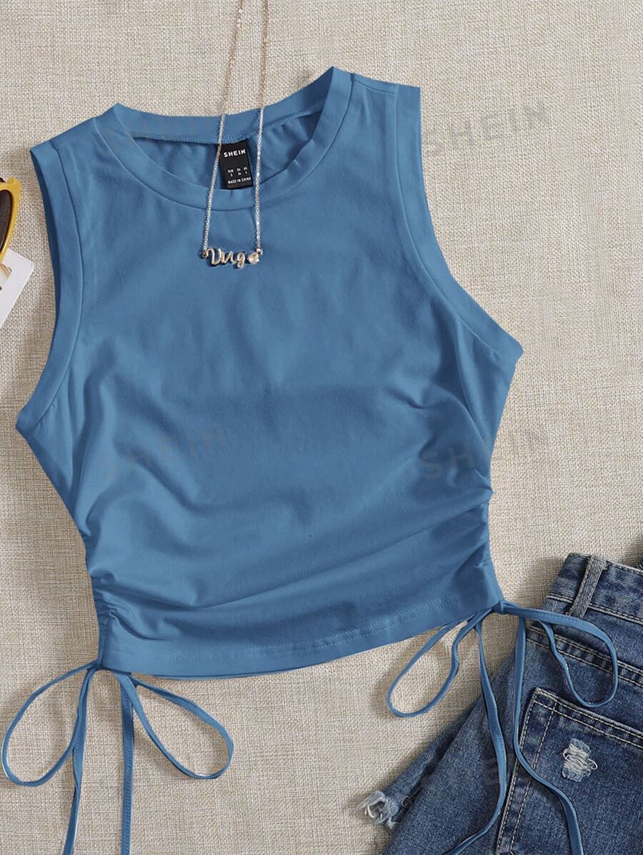 SHEIN EZwear Top tank corto con fruncido lateral con cordón