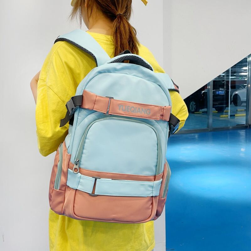 

Colorblock Zip Front Backpack, Blue