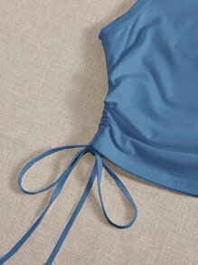 SHEIN EZwear 抽繩抽褶側短版背心上衣 - 霧霾藍 - 查看 5