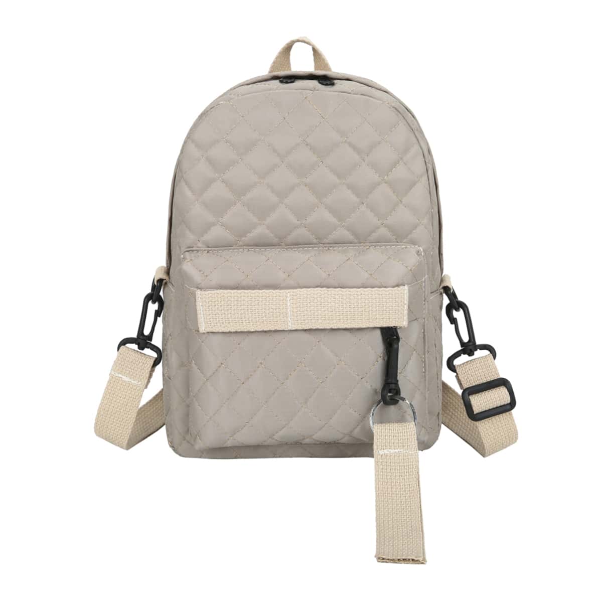 

Quilted Zip Front Backpack, Beige