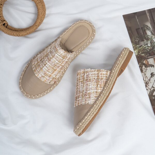 

Two Tone Espadrille Flats, Beige