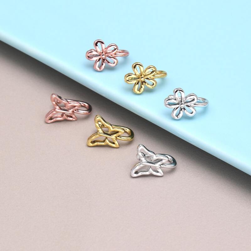 

6pcs Butterfly Decor Nose Ring, Multicolor