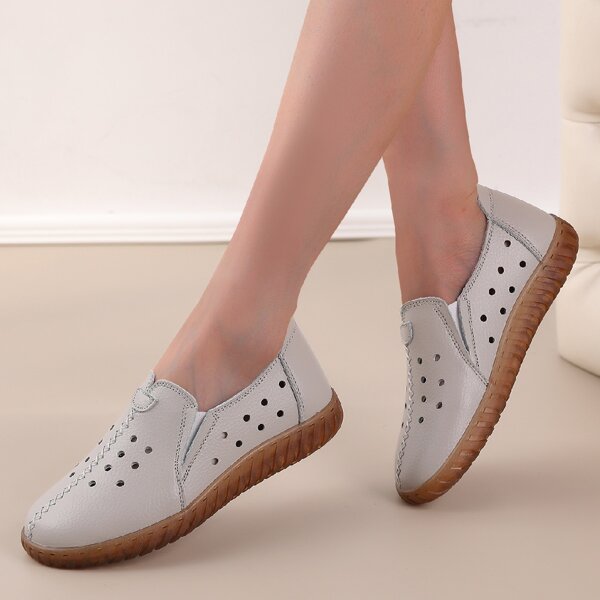 

Minimalist Hollow Out Design Slip On Flats, Grey