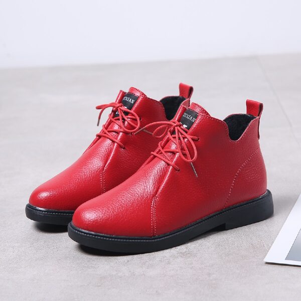 

Minimalist Lace-up Front Booties, Red