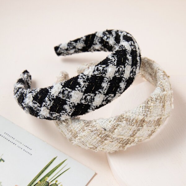 

2pcs Plaid Pattern Headband, Multicolor