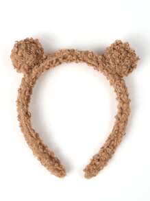 Solid Fuzzy Headband - Coffee Brown - View 1