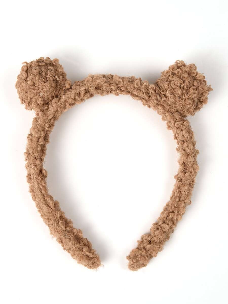 Solid Fuzzy Headband - Coffee Brown - View 1