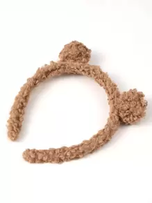 Solid Fuzzy Headband - Coffee Brown - View 2